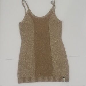One Teaspoon Gold Metallic Sparkly Mini Dress. Small.